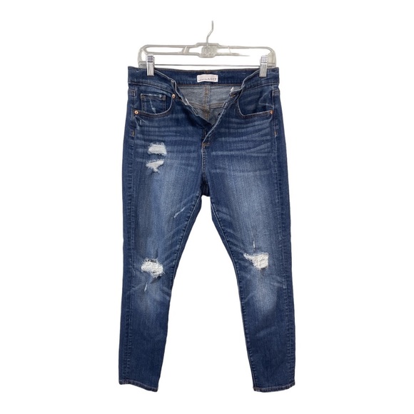Ann Taylor LOFT Women's Skinny Ankle Jeans Size 10 30 Blue Distressed Stretchy - Picture 2 of 6